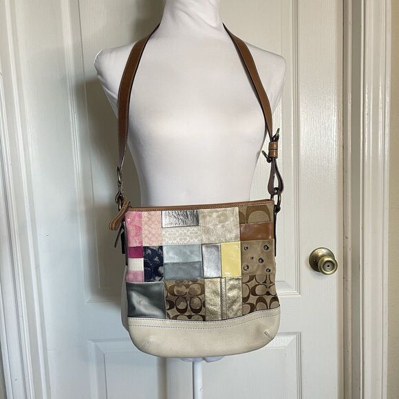 COACH Patchwork B06Q-10018 Multicolor Crossbody Shoulder Handbag Multi Pattern - Picture 1 of 13